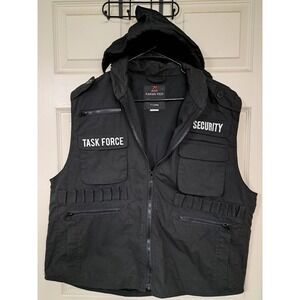 MENS Womens Unisex SECURITY Vest Uniform -Black -Size XL With‎ Hoodie